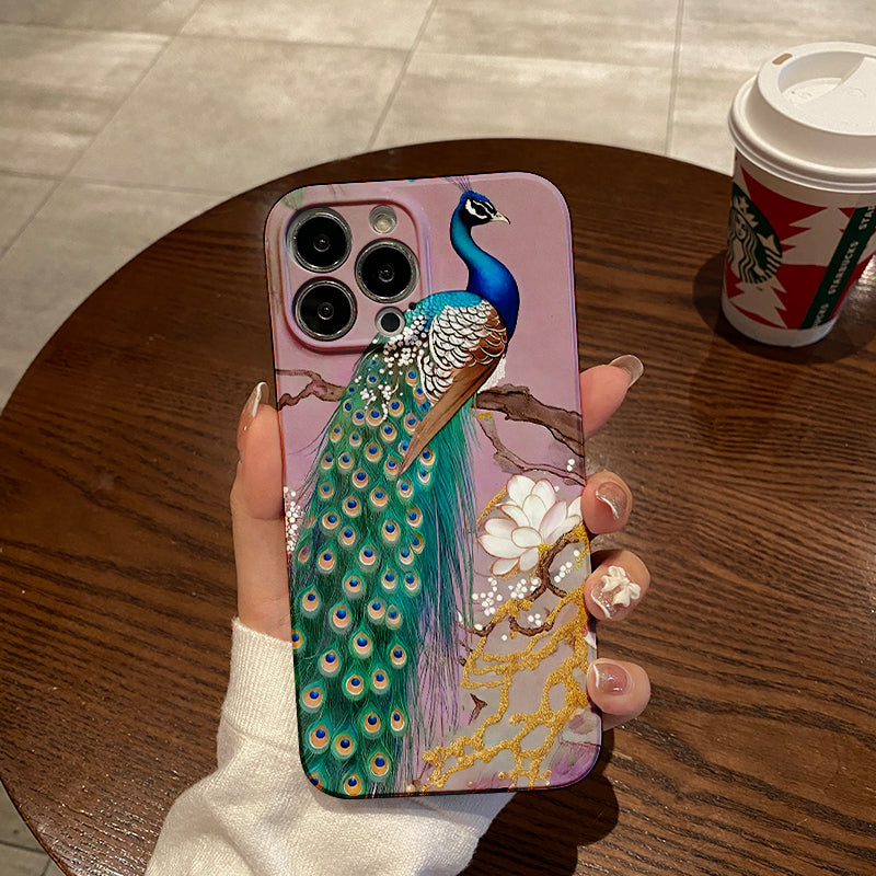 Exquisite Peacock with Magnificent Feathersphone case for iPhone/16/15/14/13/12/240/Plus/Pro/Max Hot sale wholesale customizable pattern cases