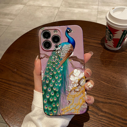 Exquisite Peacock with Magnificent Feathersphone case for iPhone/16/15/14/13/12/240/Plus/Pro/Max Hot sale wholesale customizable pattern cases