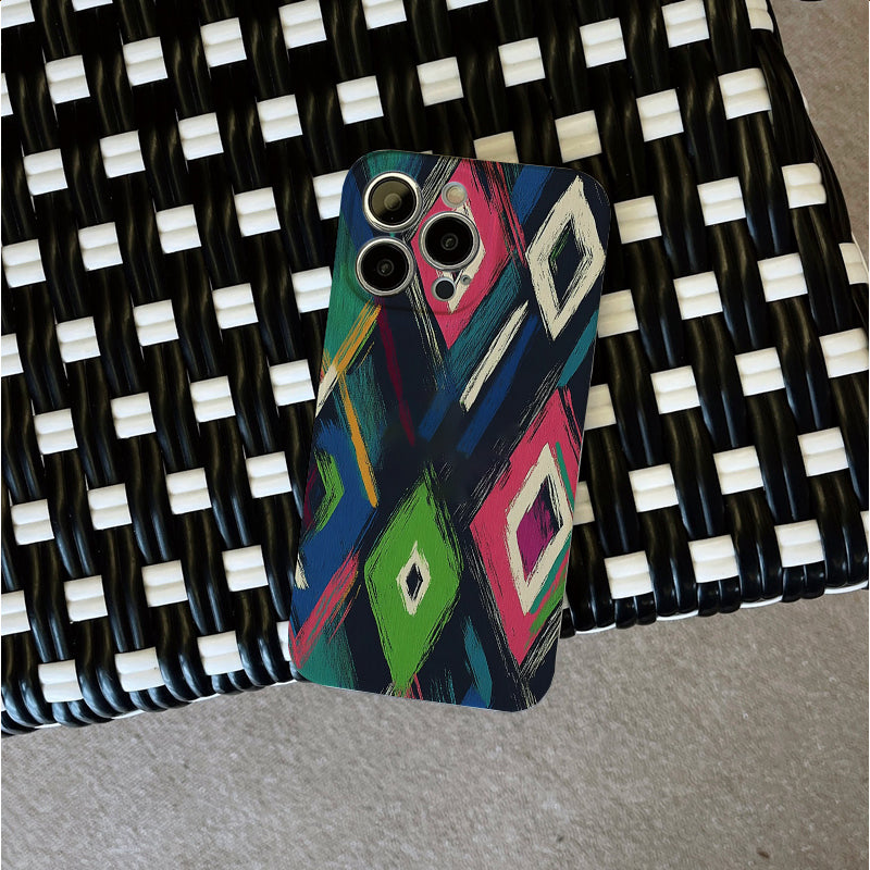 Colorful Geometric Diamond Patternphone case for iPhone/16/15/14/13/12/255/Plus/Pro/Max Hot sale wholesale customizable pattern cases