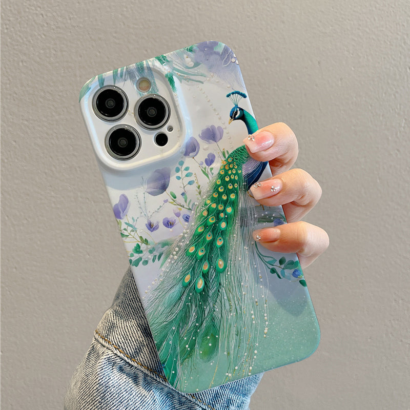 Gorgeous Peacock with Iridescent Feathersphone case for iPhone/16/15/14/13/12/258/Plus/Pro/Max Hot sale wholesale customizable pattern cases