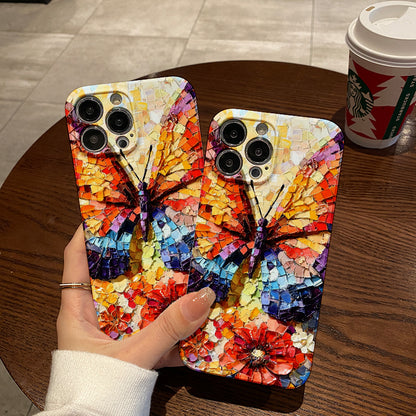 Vibrant Mosaic - style Butterfly with Flowersphone case for iPhone/16/15/14/13/12/259/Plus/Pro/Max Hot sale wholesale customizable pattern cases