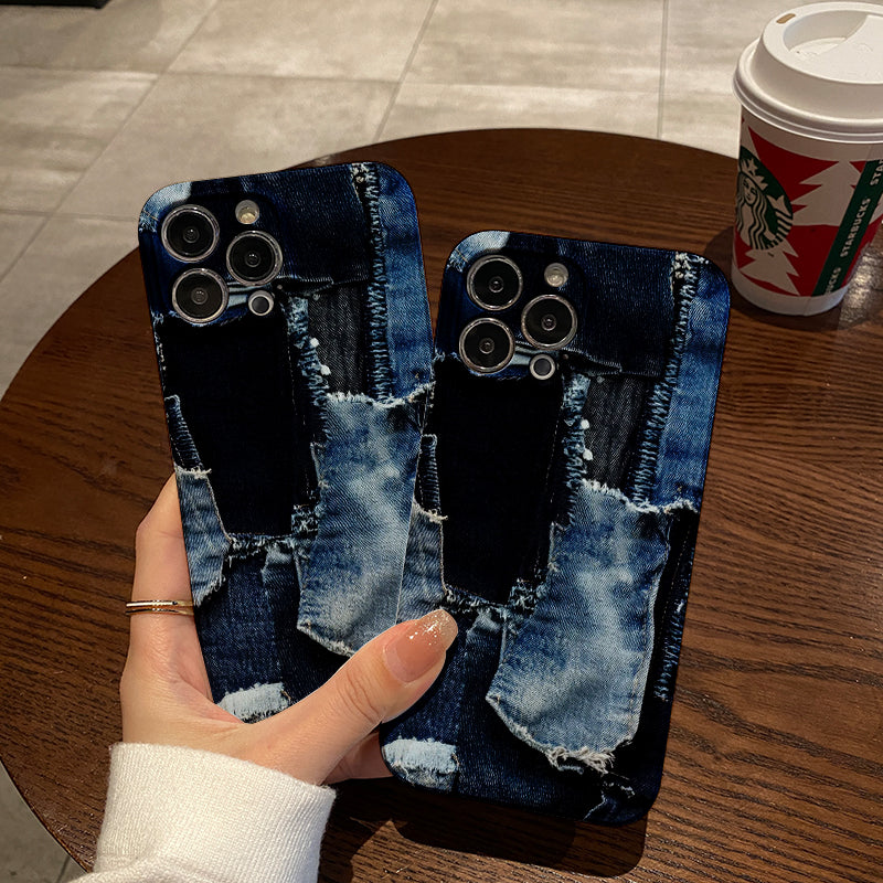 Patchwork of Denim Fabricphone case for iPhone/16/15/14/13/12/271/Plus/Pro/Max Hot sale wholesale customizable pattern cases