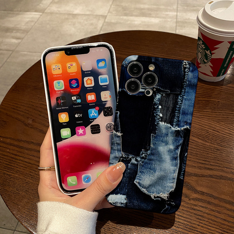 Patchwork of Denim Fabricphone case for iPhone/16/15/14/13/12/271/Plus/Pro/Max Hot sale wholesale customizable pattern cases