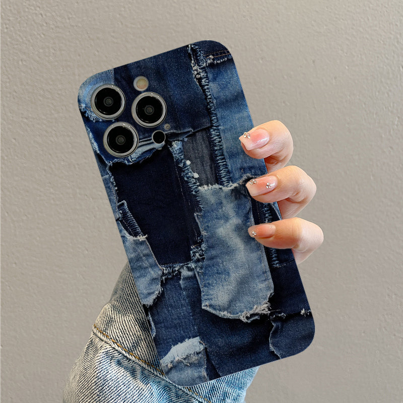 Patchwork of Denim Fabricphone case for iPhone/16/15/14/13/12/271/Plus/Pro/Max Hot sale wholesale customizable pattern cases