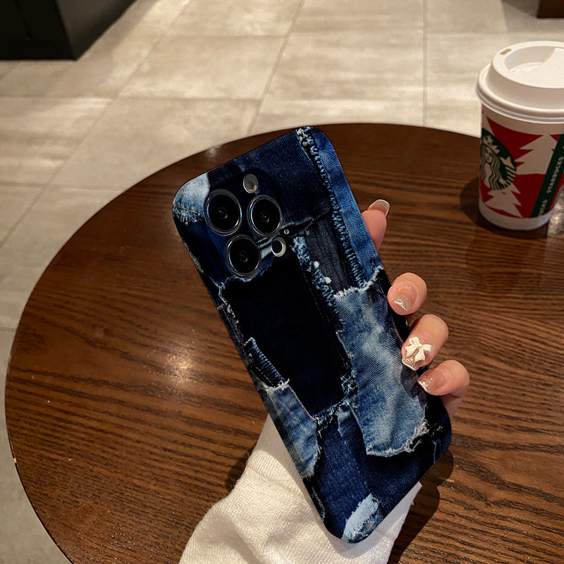 Patchwork of Denim Fabricphone case for iPhone/16/15/14/13/12/271/Plus/Pro/Max Hot sale wholesale customizable pattern cases