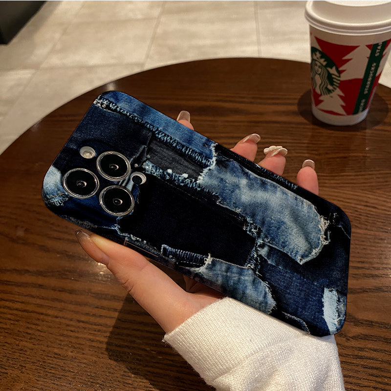 Patchwork of Denim Fabricphone case for iPhone/16/15/14/13/12/271/Plus/Pro/Max Hot sale wholesale customizable pattern cases