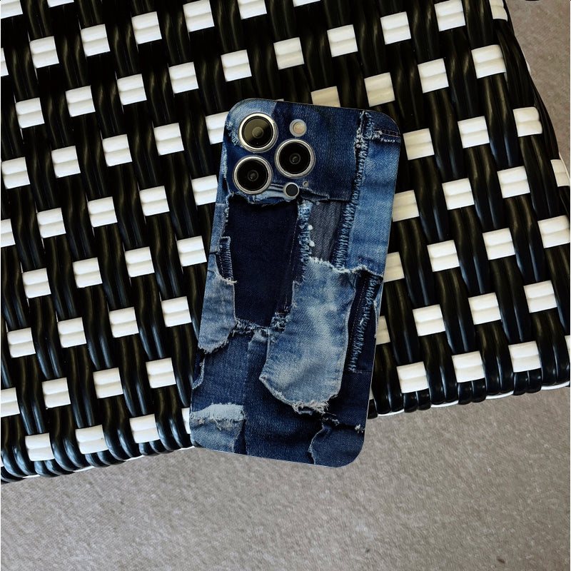 Patchwork of Denim Fabricphone case for iPhone/16/15/14/13/12/271/Plus/Pro/Max Hot sale wholesale customizable pattern cases