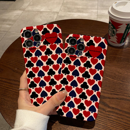 Playing Card Suit Pattern with a Red Heart Emphasisphone case for iPhone/16/15/14/13/12/276/Plus/Pro/Max Hot sale wholesale customizable pattern cases