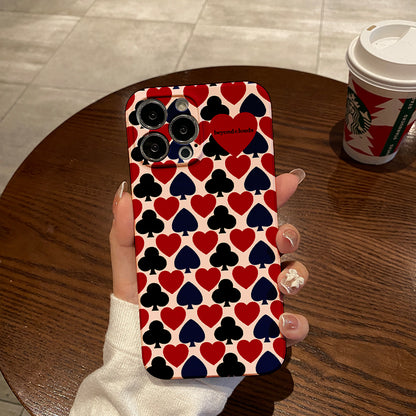 Playing Card Suit Pattern with a Red Heart Emphasisphone case for iPhone/16/15/14/13/12/276/Plus/Pro/Max Hot sale wholesale customizable pattern cases