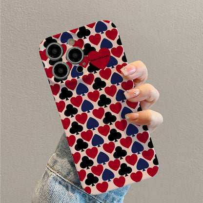 Playing Card Suit Pattern with a Red Heart Emphasisphone case for iPhone/16/15/14/13/12/276/Plus/Pro/Max Hot sale wholesale customizable pattern cases