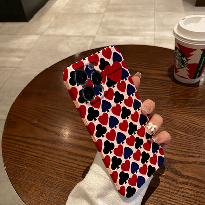 Playing Card Suit Pattern with a Red Heart Emphasisphone case for iPhone/16/15/14/13/12/276/Plus/Pro/Max Hot sale wholesale customizable pattern cases