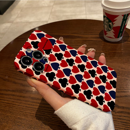 Playing Card Suit Pattern with a Red Heart Emphasisphone case for iPhone/16/15/14/13/12/276/Plus/Pro/Max Hot sale wholesale customizable pattern cases