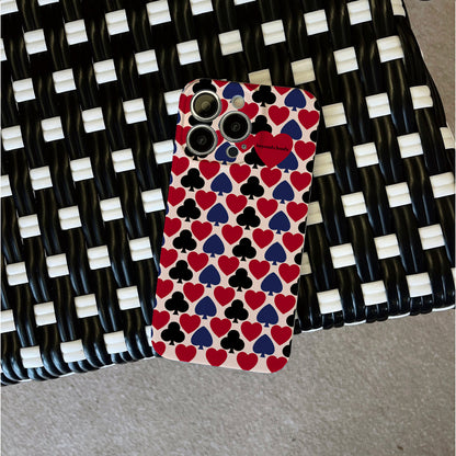 Playing Card Suit Pattern with a Red Heart Emphasisphone case for iPhone/16/15/14/13/12/276/Plus/Pro/Max Hot sale wholesale customizable pattern cases