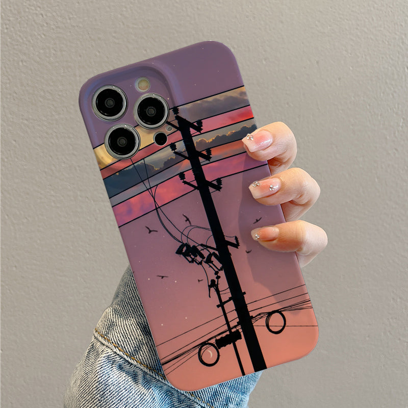 Telephone Pole Silhouette against a Colorful Sunset Skyphone case for iPhone/16/15/14/13/12/277/Plus/Pro/Max Hot sale wholesale customizable pattern cases