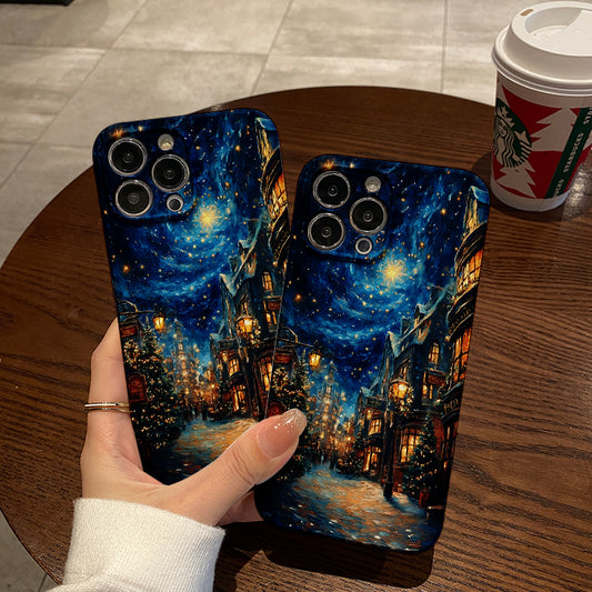 Enchanting Christmas Street at Night with Starry Skyphone case for iPhone/16/15/14/13/12/294/Plus/Pro/Max Hot sale wholesale customizable pattern cases