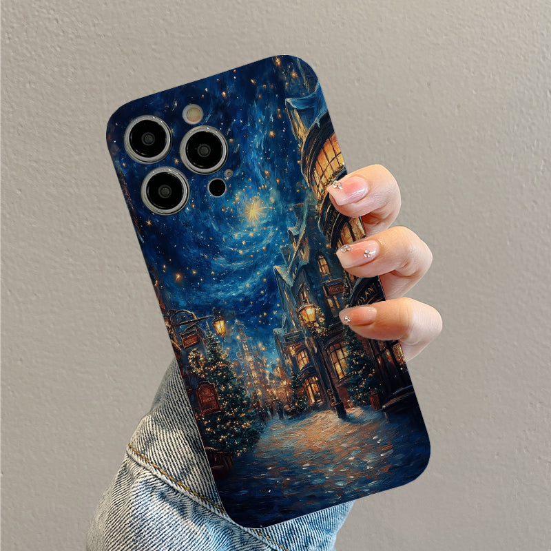 Enchanting Christmas Street at Night with Starry Skyphone case for iPhone/16/15/14/13/12/294/Plus/Pro/Max Hot sale wholesale customizable pattern cases