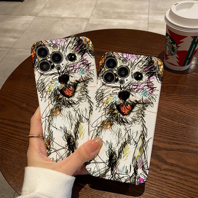 Colorful Scribble - style Dog Portraitphone case for iPhone/16/15/14/13/12/301/Plus/Pro/Max Hot sale wholesale customizable pattern cases