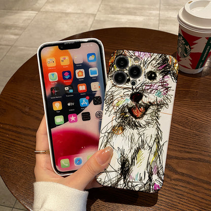 Colorful Scribble - style Dog Portraitphone case for iPhone/16/15/14/13/12/301/Plus/Pro/Max Hot sale wholesale customizable pattern cases