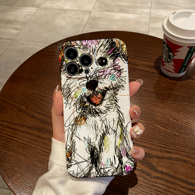 Colorful Scribble - style Dog Portraitphone case for iPhone/16/15/14/13/12/301/Plus/Pro/Max Hot sale wholesale customizable pattern cases