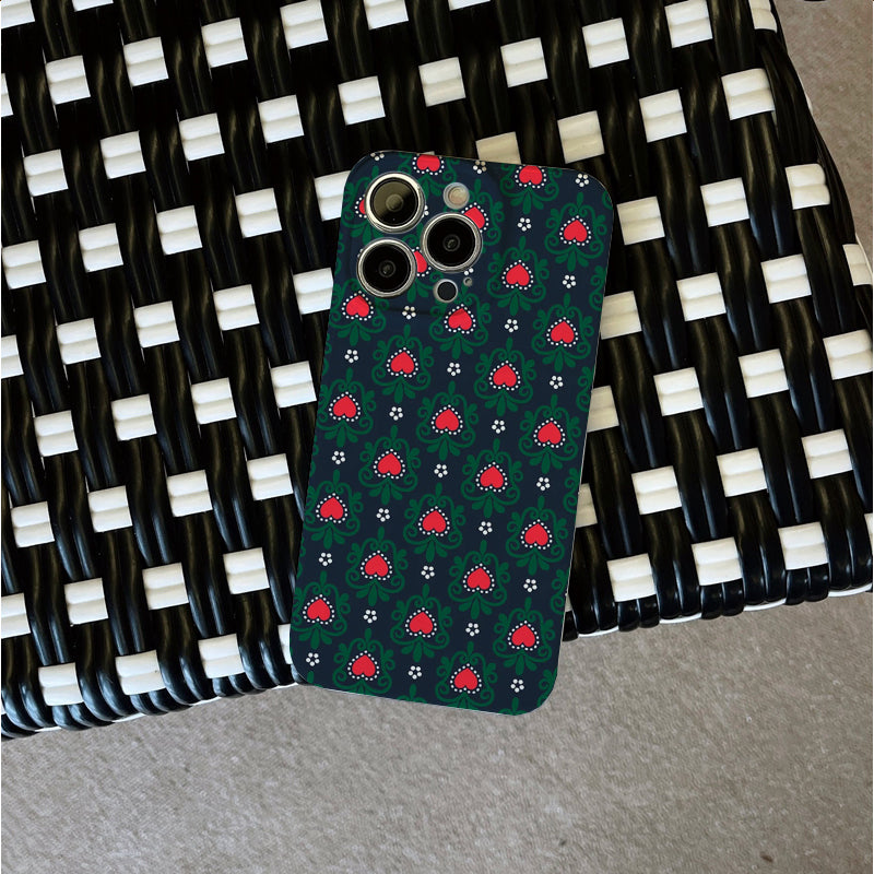 Green and Red Heart - shaped Pattern on Dark Backgroundphone case for iPhone/16/15/14/13/12/305/Plus/Pro/Max Hot sale wholesale customizable pattern cases