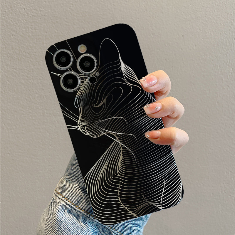 Elegant Line - drawn Cat Silhouettephone case for iPhone/16/15/14/13/12/318/Plus/Pro/Max Hot sale wholesale customizable pattern cases