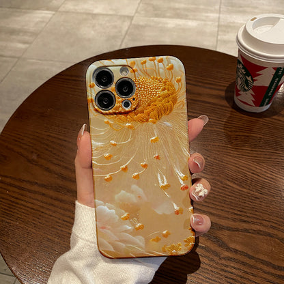 Exquisite Gold - and - White Embroidered - style Flowerphone case for iPhone/16/15/14/13/12/336/Plus/Pro/Max Hot sale wholesale customizable pattern cases