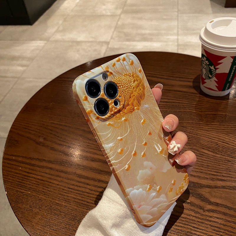 Exquisite Gold - and - White Embroidered - style Flowerphone case for iPhone/16/15/14/13/12/336/Plus/Pro/Max Hot sale wholesale customizable pattern cases