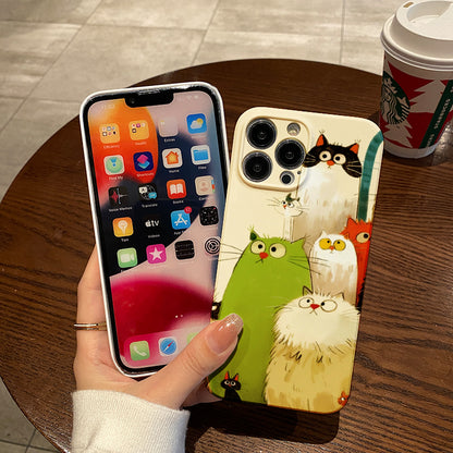 Group of Colorful Cats with Big, Expressive Eyesphone case for iPhone/16/15/14/13/12/337/Plus/Pro/Max Hot sale wholesale customizable pattern cases