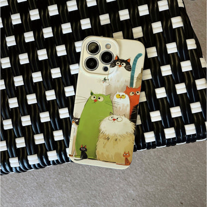 Group of Colorful Cats with Big, Expressive Eyesphone case for iPhone/16/15/14/13/12/337/Plus/Pro/Max Hot sale wholesale customizable pattern cases