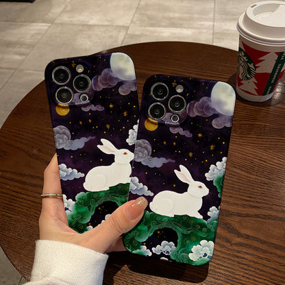 Enchanting White Rabbit under a Starry Night Skyphone case for iPhone/16/15/14/13/12/342/Plus/Pro/Max Hot sale wholesale customizable pattern cases