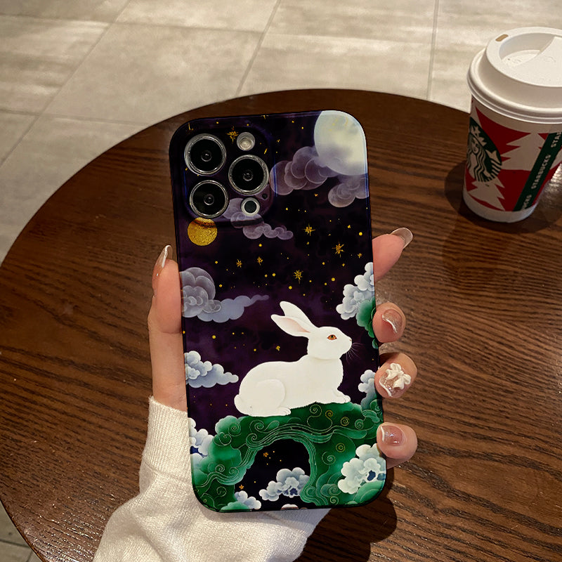 Enchanting White Rabbit under a Starry Night Skyphone case for iPhone/16/15/14/13/12/342/Plus/Pro/Max Hot sale wholesale customizable pattern cases