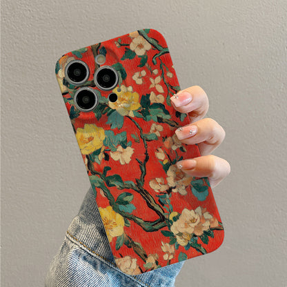 Vibrant Yellow and White Flowers on a Red Backgroundphone case for iPhone/16/15/14/13/12/352/Plus/Pro/Max Hot sale wholesale customizable pattern cases