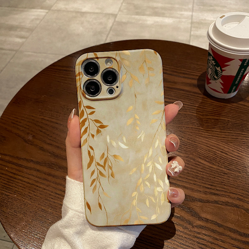 Elegant Gold - leafed Branch Patternphone case for iPhone/16/15/14/13/12/353/Plus/Pro/Max Hot sale wholesale customizable pattern cases