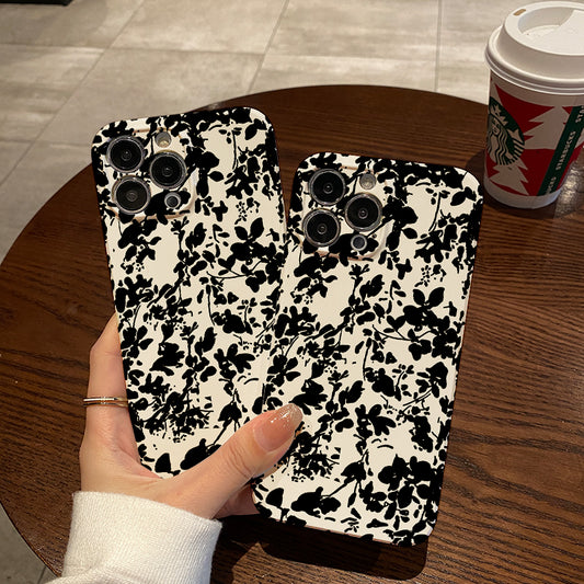 Elegant Black Floral Monogram Patternphone case for iPhone/16/15/14/13/12/363/Plus/Pro/Max Hot sale wholesale customizable pattern cases