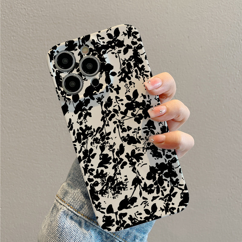 Elegant Black Floral Monogram Patternphone case for iPhone/16/15/14/13/12/363/Plus/Pro/Max Hot sale wholesale customizable pattern cases