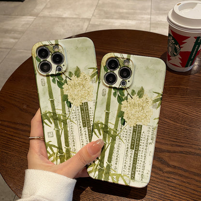 Elegant Bamboo and Hydrangea Chinese Paintingphone case for iPhone/16/15/14/13/12/379/Plus/Pro/Max Hot sale wholesale customizable pattern cases