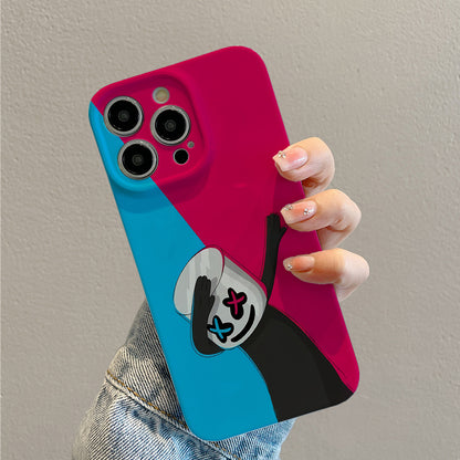 Color - Blocked Character with a Bucket on Its Headphone case for iPhone/16/15/14/13/12/399/Plus/Pro/Max Hot sale wholesale customizable pattern cases