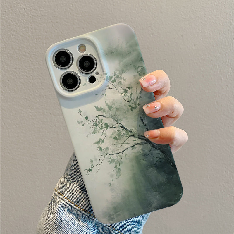 Misty Tree with Delicate Green Leavesphone case for iPhone/16/15/14/13/12/417/Plus/Pro/Max Hot sale wholesale customizable pattern cases