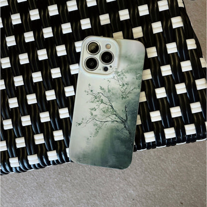 Misty Tree with Delicate Green Leavesphone case for iPhone/16/15/14/13/12/417/Plus/Pro/Max Hot sale wholesale customizable pattern cases