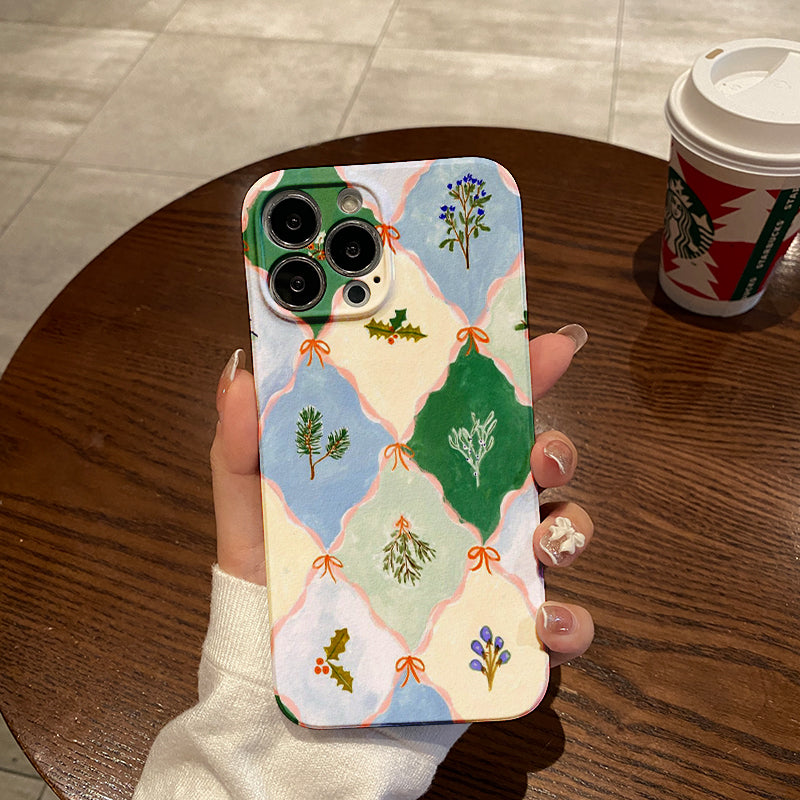 Festive Winter - themed Quilt Patternphone case for iPhone/16/15/14/13/12/425/Plus/Pro/Max Hot sale wholesale customizable pattern cases