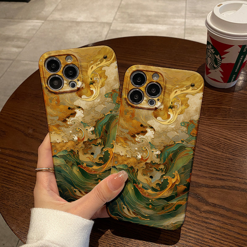 Opulent Gold and Jade - toned Artworkphone case for iPhone/16/15/14/13/12/426/Plus/Pro/Max Hot sale wholesale customizable pattern cases