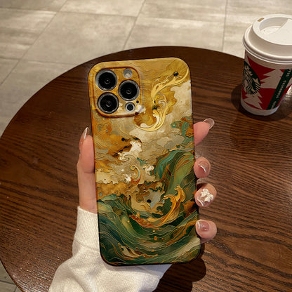 Opulent Gold and Jade - toned Artworkphone case for iPhone/16/15/14/13/12/426/Plus/Pro/Max Hot sale wholesale customizable pattern cases