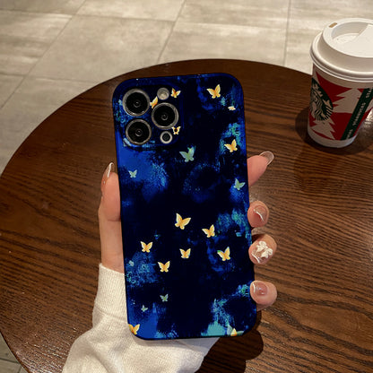 Golden Butterflies against a Deep Blue Backgroundphone case for iPhone/16/15/14/13/12/429/Plus/Pro/Max Hot sale wholesale customizable pattern cases