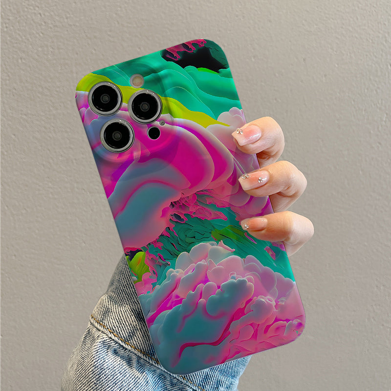 Vibrant Neon - colored Abstract Landscapephone case for iPhone/16/15/14/13/12/431/Plus/Pro/Max Hot sale wholesale customizable pattern cases