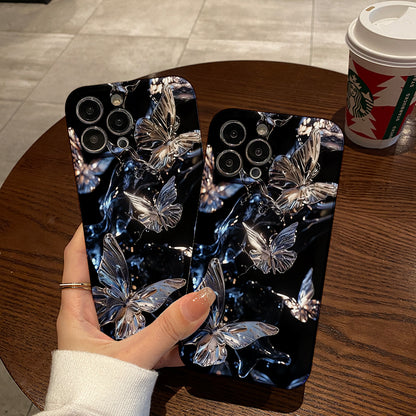 Ethereal Crystal - like Butterflies in a Dark Settingphone case for iPhone/16/15/14/13/12/447/Plus/Pro/Max Hot sale wholesale customizable pattern cases