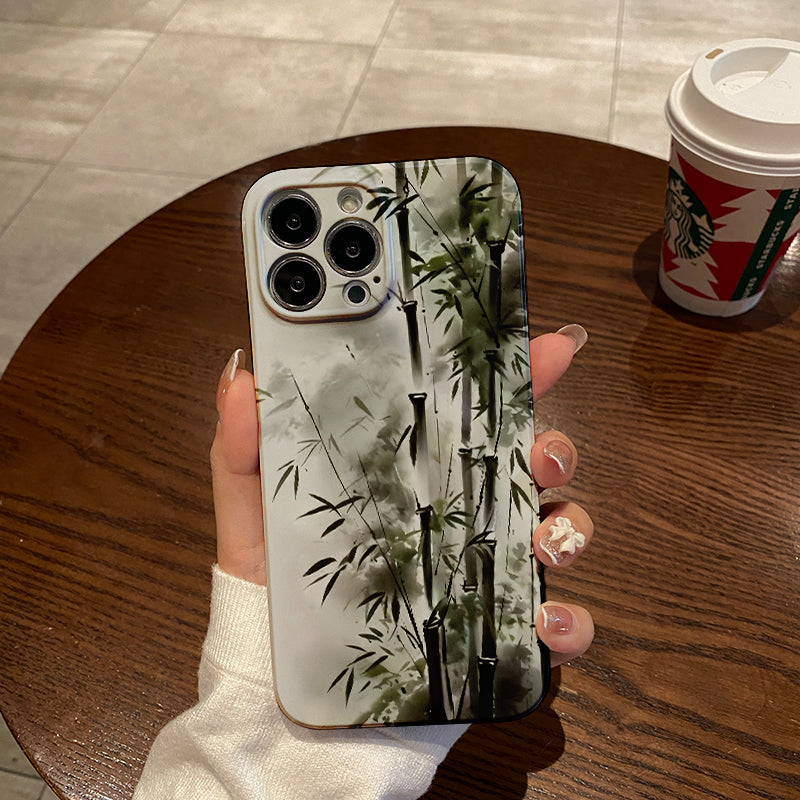 Elegant Bamboo Stalks with Delicate Leaves in a Misty Settingphone case for iPhone/16/15/14/13/12/453/Plus/Pro/Max Hot sale wholesale customizable pattern cases