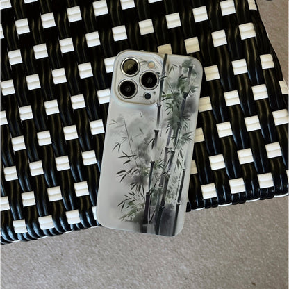 Elegant Bamboo Stalks with Delicate Leaves in a Misty Settingphone case for iPhone/16/15/14/13/12/453/Plus/Pro/Max Hot sale wholesale customizable pattern cases