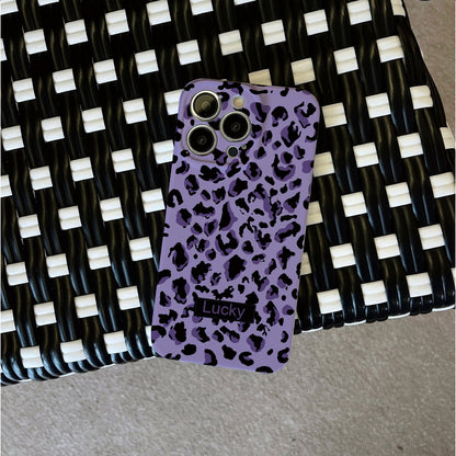 Purple and Black Leopard Print with 'Lucky' Labelphone case for iPhone/16/15/14/13/12/457/Plus/Pro/Max Hot sale wholesale customizable pattern cases