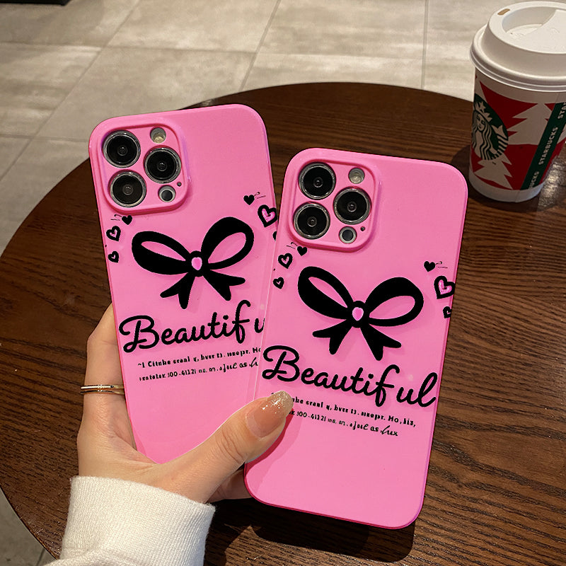 ck Line Simple Simple bow phone case suitable for iPhone 11 12 13 14 15 16 Pro Max 7 8 Plus 12 13MINI Exquisite bow phone protective case with relief feel suitable for girls