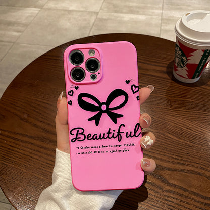 ck Line Simple Simple bow phone case suitable for iPhone 11 12 13 14 15 16 Pro Max 7 8 Plus 12 13MINI Exquisite bow phone protective case with relief feel suitable for girls